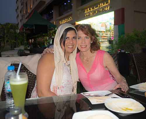 Of course it also the people you meet that make our experiences special and memorable. Hilda and I here at a restaurant on The Creek in Dubai